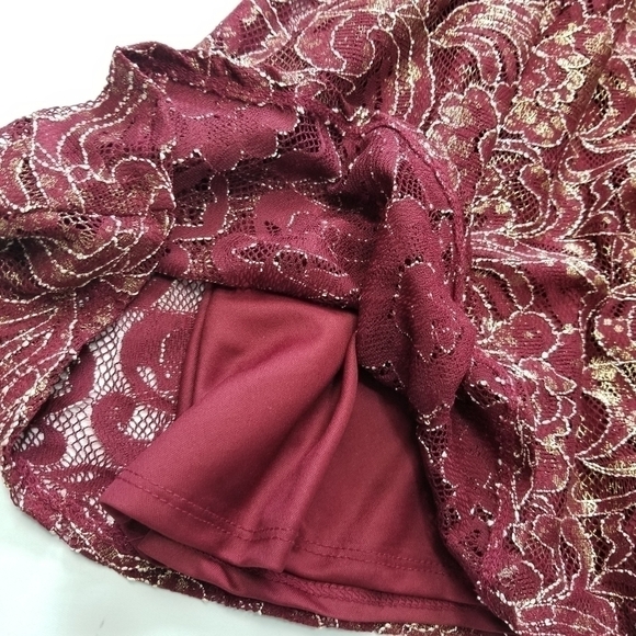 Altar'd State Red Gold Lace Embroider Dress Med - Picture 5 of 8